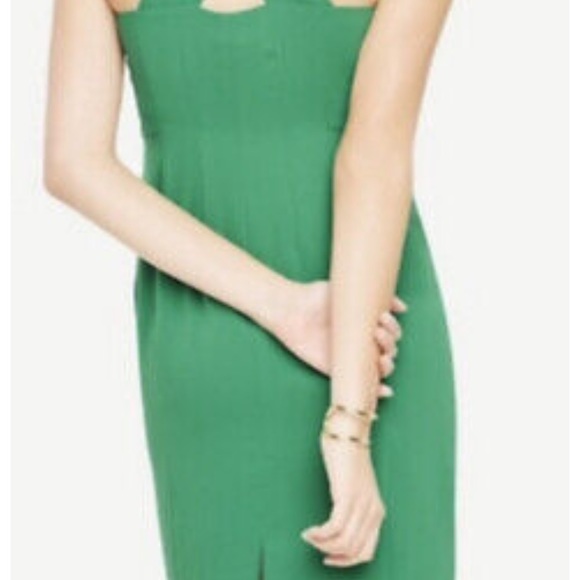 Ann Taylor Sleeveless Solid Green Cross Back Dress, NWT - Picture 9 of 9